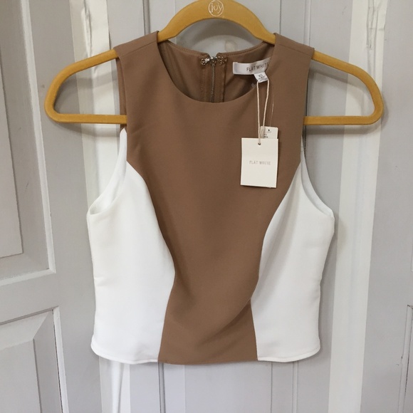 Anthropologie Tops - Anthropologie Flay White Brown and White Crop Top